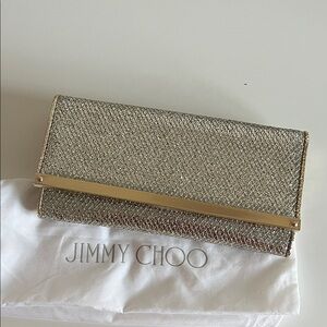 New Jimmy Choo Metallic Gold Milla clutch/wallet chain